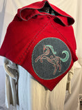 Hand Embroidered Wool Viking Hood