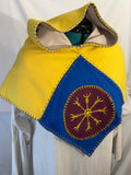 Hand Embroidered Wool Viking Hood