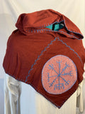 Hand Embroidered Wool Viking Hood