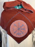 Hand Embroidered Wool Viking Hood