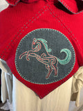 Hand Embroidered Wool Viking Hood